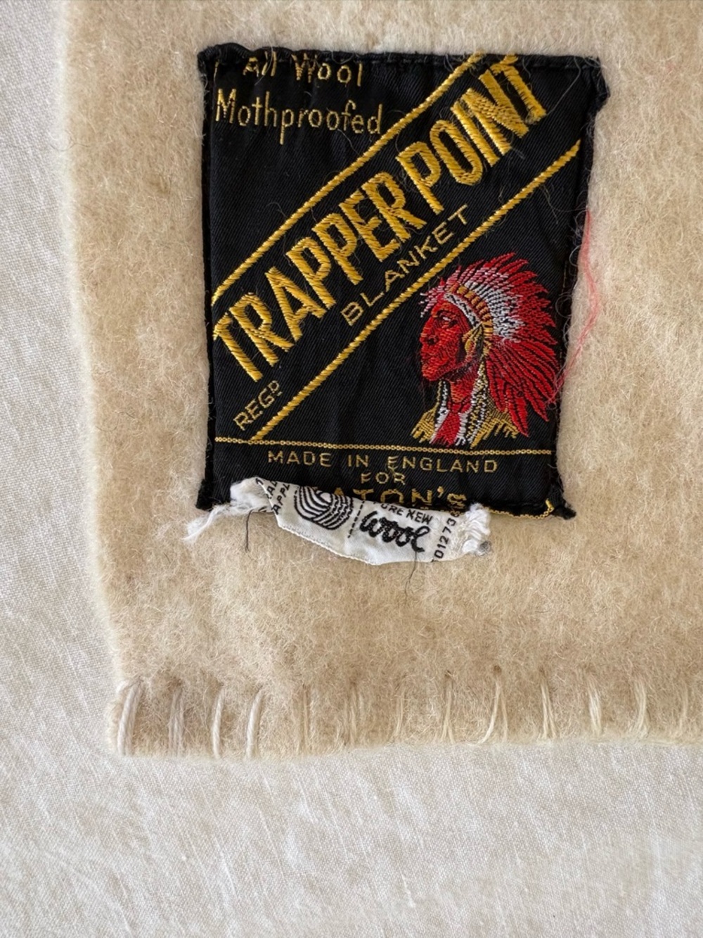 Vintage MCM Trapper Hudson’s Bay 4 Point Wool Blanket Made in England FULL SIZE - Picture 7 of 8